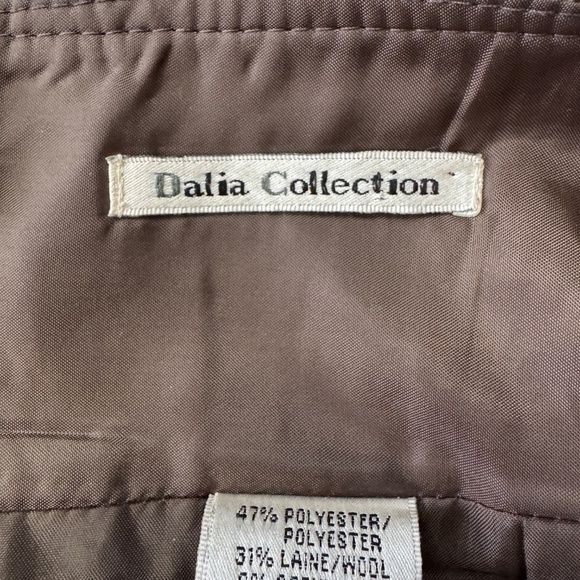 Dalia Collection Women's Wool Blend Midi Skirt Brown Size 14 Lined Slit - Picture 7 of 16